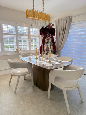 Eton Brown Dining Table & Cole Fabric Dining Chair Set