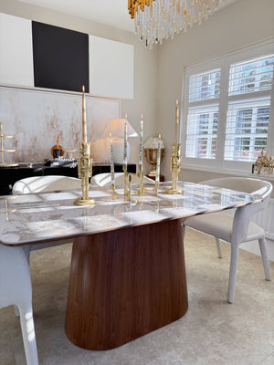 Eton Brown Dining Table & Cole Fabric Dining Chair Set