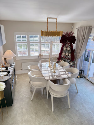 Eton Brown Dining Table & Cole Fabric Dining Chair Set