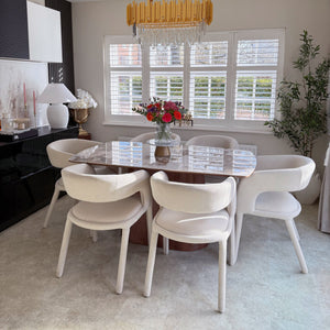 Eton Walnut Dining Table & Cole Fabric Dining Chair Set