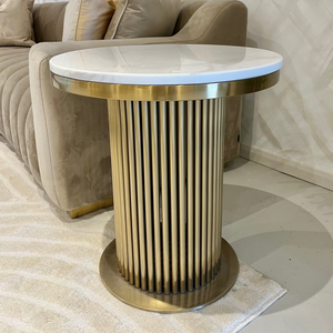 Luca White & Gold Marble Side Table