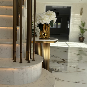 Luca White & Gold Marble Side Table