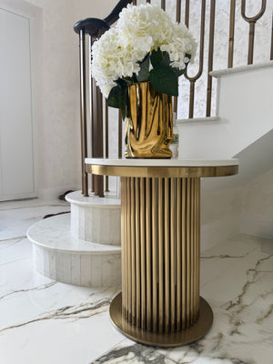 Luca White & Gold Marble Side Table