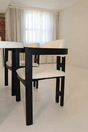 Cloud White Micro Cement Table & Rio Bouclé Chairs