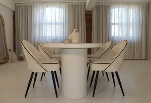 Cloud White Micro Cement Table & Mason Dining Chair