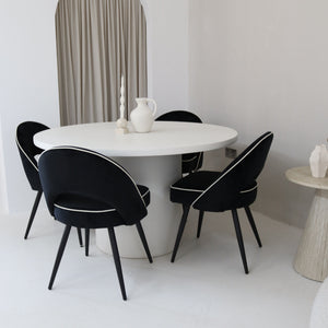 Cloud Round White Micro Cement Table & Mason Dining Chair