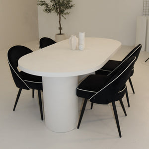 Cloud White Micro Cement Table & Mason Dining Chair