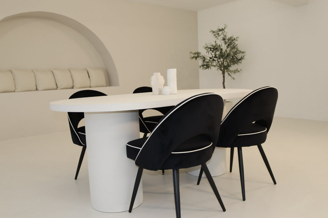 Cloud White Micro Cement Table & Mason Dining Chair – Lush Interiors