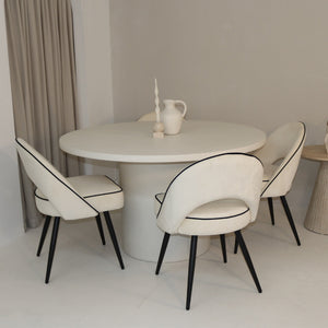 Cloud Round White Micro Cement Table & Mason Dining Chair
