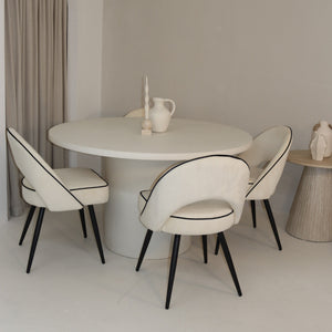 Cloud Round White Micro Cement Table & Mason Dining Chair