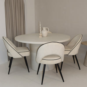 Cloud Round White Micro Cement Table & Mason Dining Chair