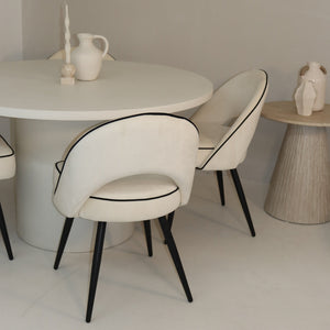Cloud Round White Micro Cement Table & Mason Dining Chair
