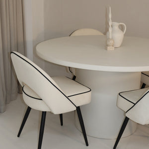 Cloud Round White Micro Cement Table & Mason Dining Chair