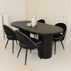 Cloud Black Micro Cement Table & Mason Dining Chair