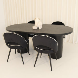 Cloud Black Micro Cement Table & Mason Dining Chair