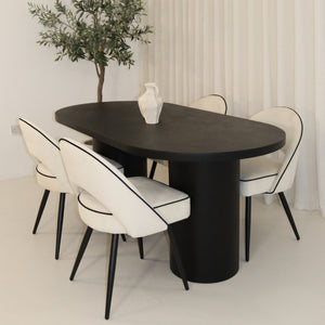 Cloud Black Micro Cement Table & Mason Dining Chair