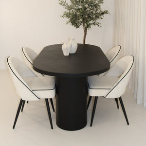 Cloud Black Micro Cement Table & Mason Dining Chair