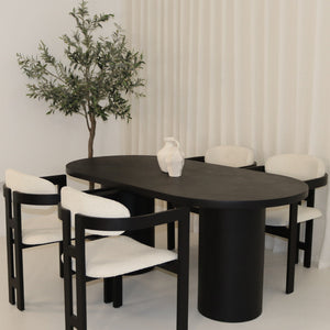 Cloud Black Micro Cement Table & Rio Bouclé Chairs
