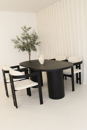 Cloud Black Micro Cement Table & Rio Bouclé Chairs