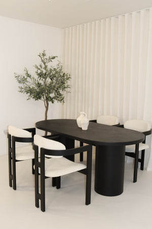 Cloud Black Micro Cement Table & Rio Bouclé Chairs