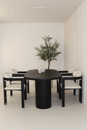 Cloud Black Micro Cement Table & Rio Bouclé Chairs