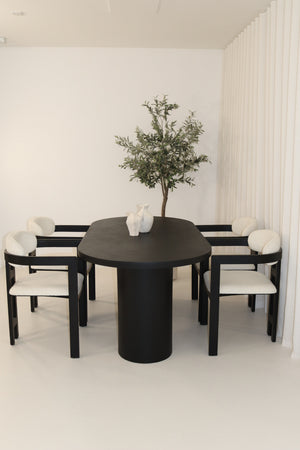 Cloud Black Micro Cement Table & Rio Bouclé Chairs