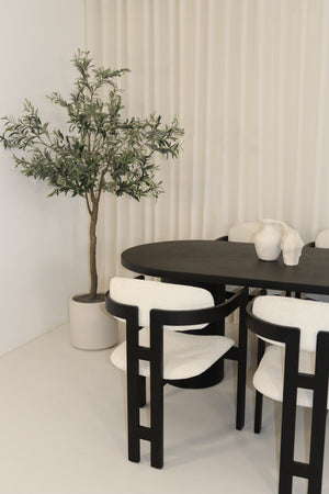 Cloud Black Micro Cement Table & Rio Bouclé Chairs