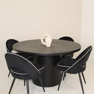 Cloud Round Black Micro Cement Table & Mason Dining Chair