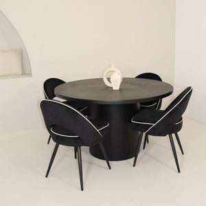 Cloud Round Black Micro Cement Table & Mason Dining Chair