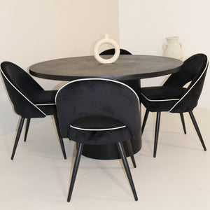Cloud Round Black Micro Cement Table & Mason Dining Chair