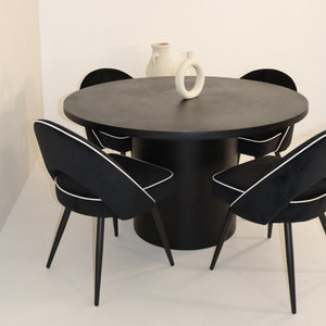 Cloud Round Black Micro Cement Table & Mason Dining Chair