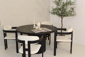 Cloud Round Black Micro Cement Table & Rio Bouclé Chairs