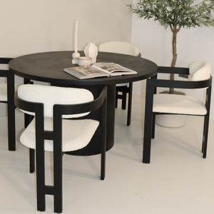 Cloud Round Black Micro Cement Table & Rio Bouclé Chairs