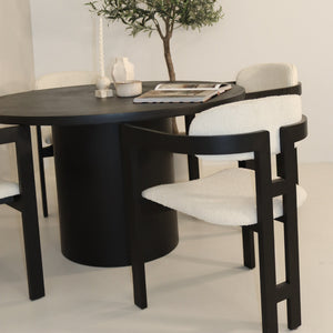 Cloud Round Black Micro Cement Table & Rio Bouclé Chairs