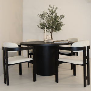 Cloud Round Black Micro Cement Table & Rio Bouclé Chairs