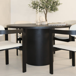 Cloud Round Black Micro Cement Table & Rio Bouclé Chairs