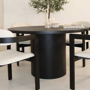 Cloud Round Black Micro Cement Table & Rio Bouclé Chairs