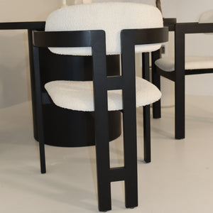 Cloud Round Black Micro Cement Table & Rio Bouclé Chairs
