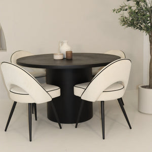 Cloud Round Black Micro Cement Table & Mason Dining Chair