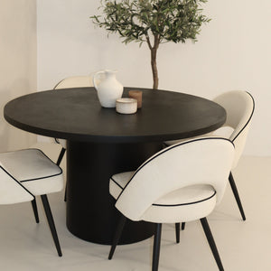 Cloud Round Black Micro Cement Table & Mason Dining Chair