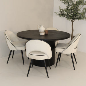 Cloud Round Black Micro Cement Table & Mason Dining Chair