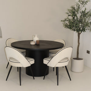 Cloud Round Black Micro Cement Table & Mason Dining Chair