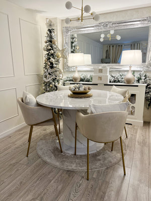 Olivia Round Dining Table With Jobi Chairs Set