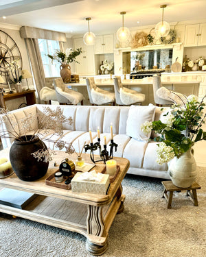 Lina Ivory Velvet Sofa