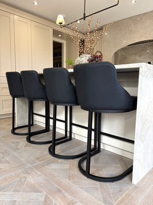 Faith Black Leather Barstool