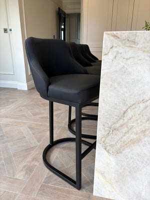 Faith Black Leather Barstool
