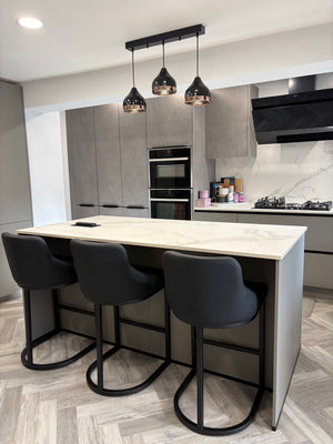 Faith Black Leather Barstool