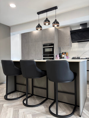 Faith Black Leather Barstool