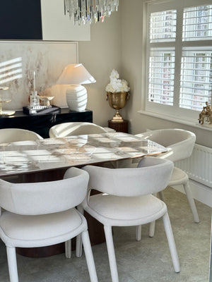 Eton Brown Dining Table & Cole Fabric Dining Chair Set