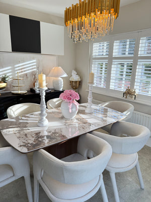 Eton Brown Dining Table & Cole Fabric Dining Chair Set